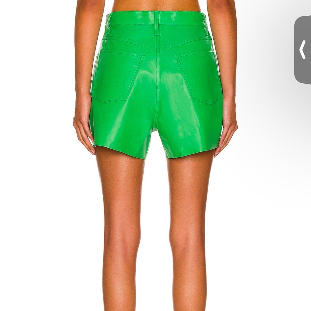 FRAME GREEN LEATHER SHORTS NWT - Picture 3 of 3